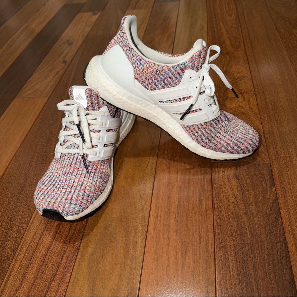 Adidas UltraBoost White Multicolor Sneaker Men 6.5 Woman 8.5
